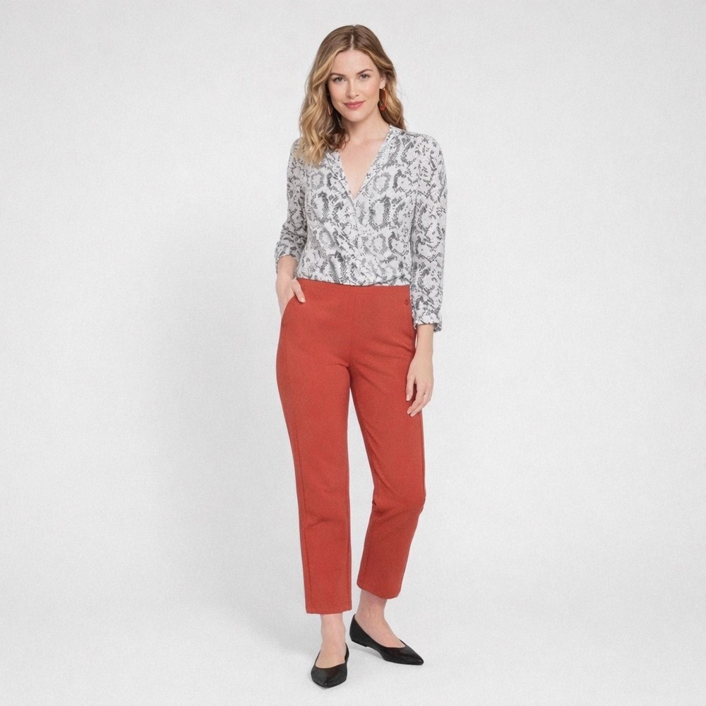 Betabrand Monroe Crop Straight Trouser Pants‎ Burnished Coral Women's Large